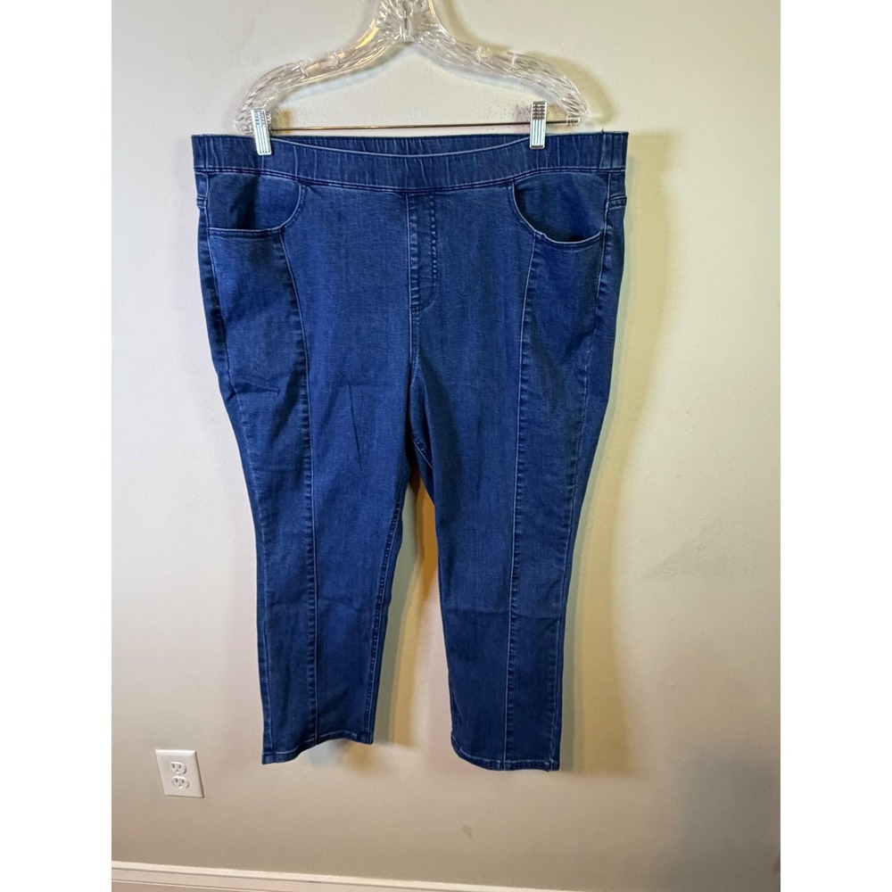 Isaac Mizrahi Live Womens Pull On Jeans Seamed Front Blue Size 20WP